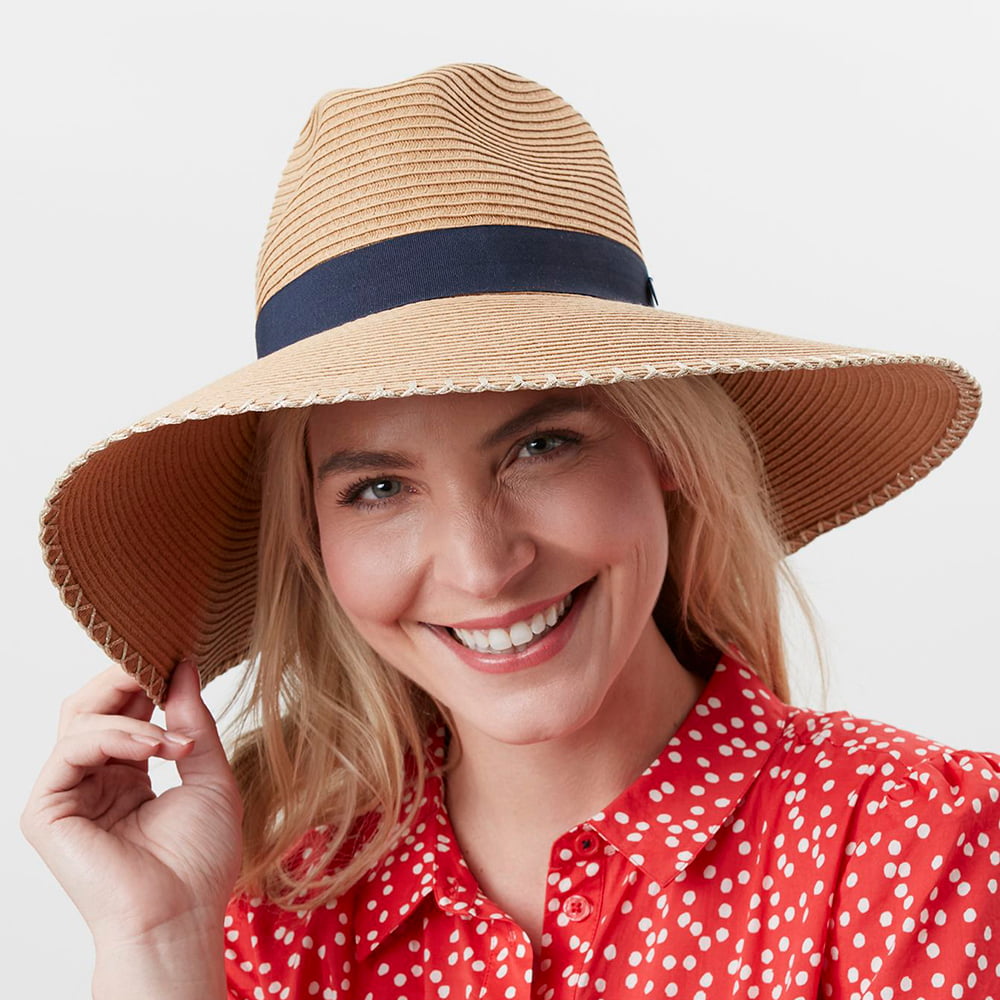 Joules Sia mit erweiterter Krempe Summer Fedora Hut - Natur