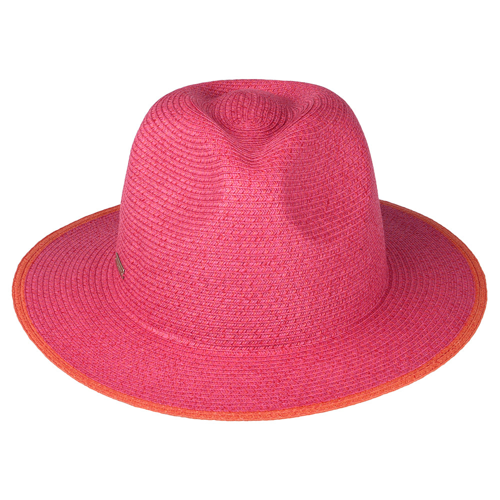 Seeberger Fedora Hut aus Toyo Stroh - Rosa-Orange