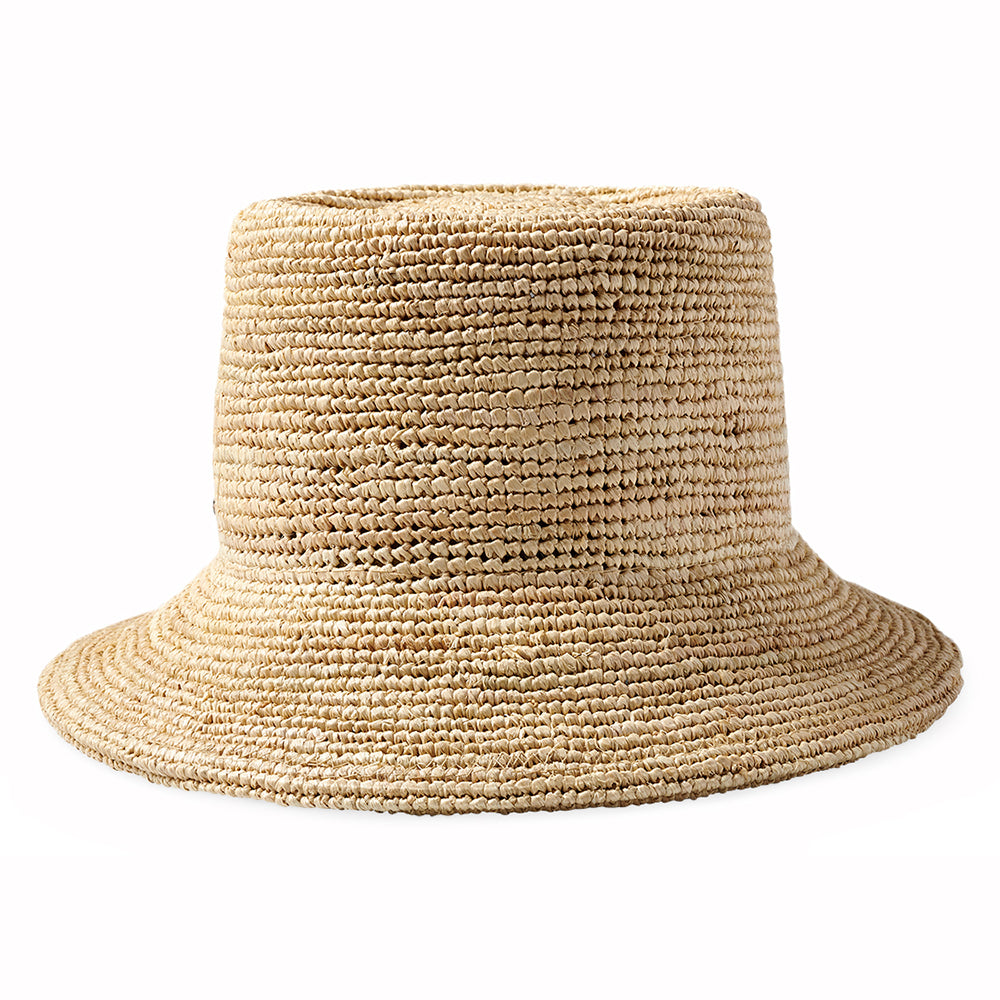 Brixton Ellee Knautschbarer Fischerhut Gehäkelt aus Raffia Stroh - Hellbraun