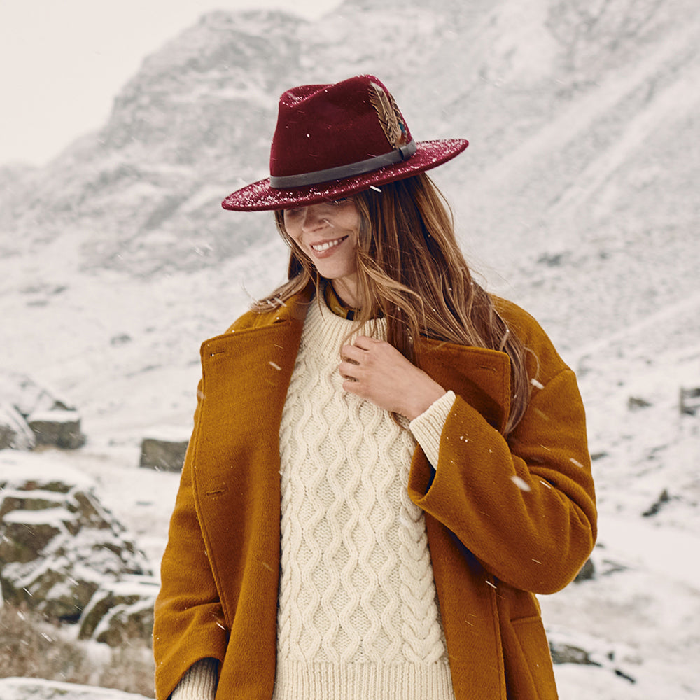 Failsworth Cheltenham Wasserabweisender Fedora Hut aus Wollfilz - Merlot