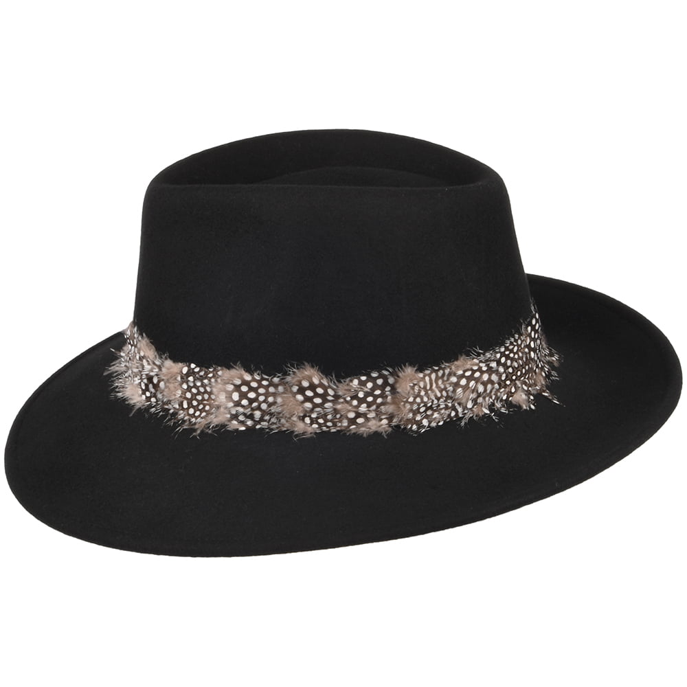 Failsworth Country Feder Fedora Hut - Schwarz