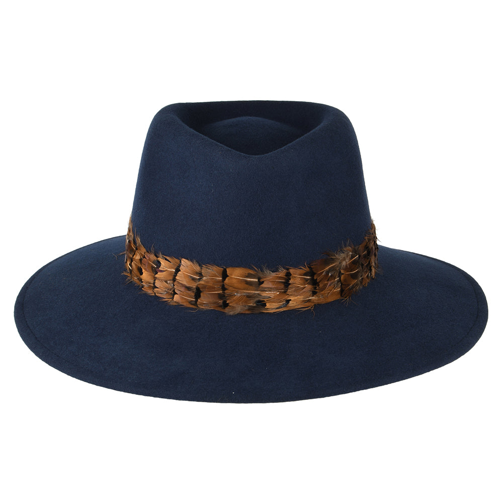 Failsworth Wasserabweisender Feder Fedora Hut - Marineblau
