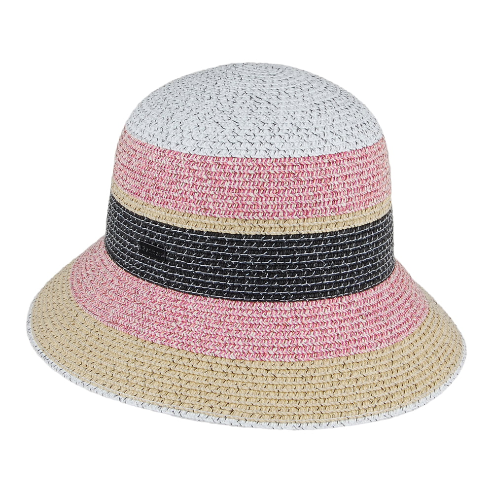 Betmar Catherine Sonnenhut mit Streifen - Natur-Pink