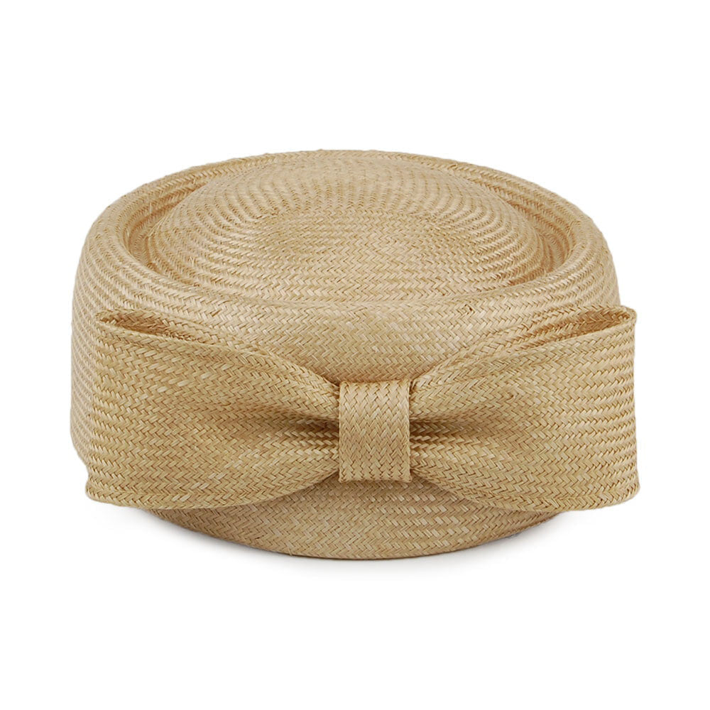 Whiteley Jackie O Pillbox Hut aus Stroh - Dunkles Beige