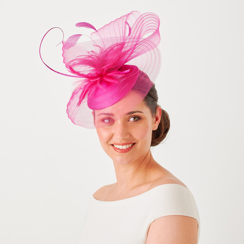 Failsworth Aubrey Tüll Pillbox Fascinator - Fuchsie