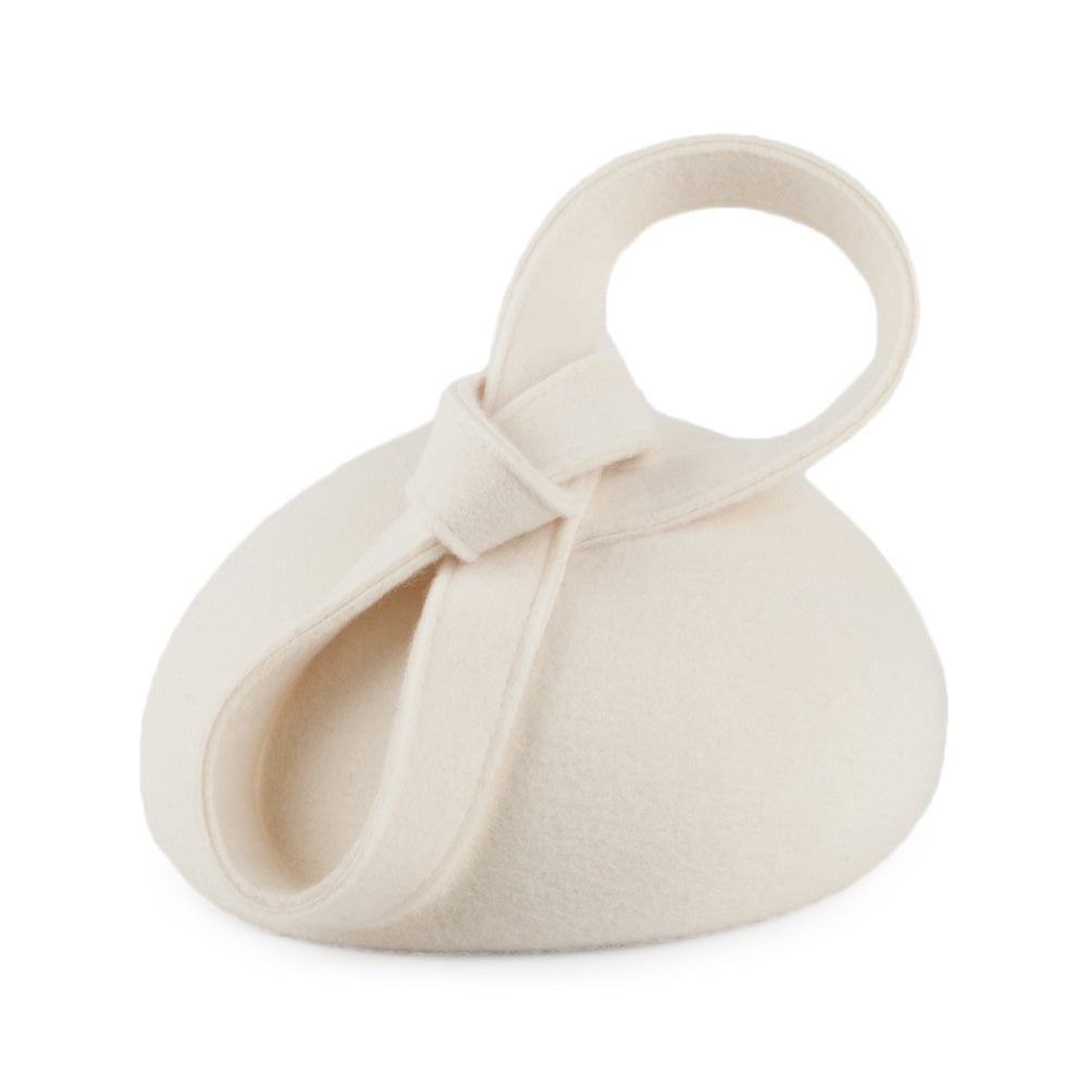 Whiteley Carlita Pillbox Hut aus Wolle mit Schlaufe - Winterweiß