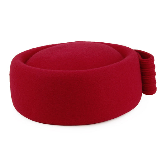 Whiteley Jackie O Loop Bow Pillbox-Hut aus Wolle - Rot