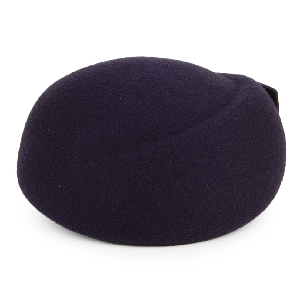 Whiteley Avery Pillbox Hut aus Wolle mit Schleife - Marineblau