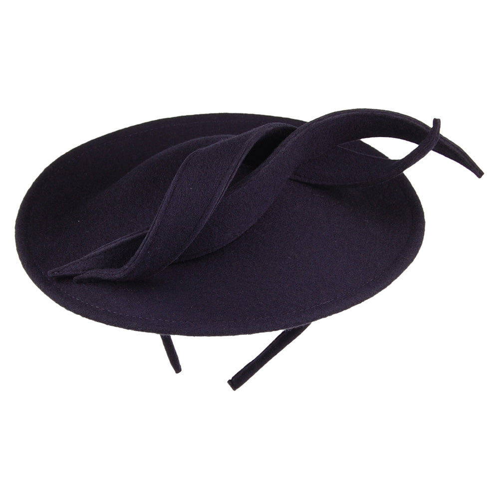 Whiteley Luna Disc Fascinator mit Wirbel - Marineblau