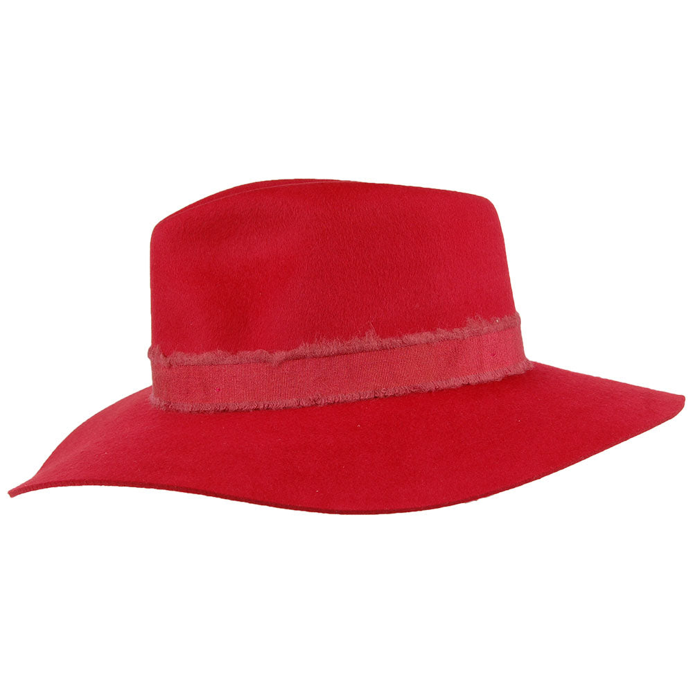 Brixton Ella Fedora Hut mit erweiterter Krempe - Rot