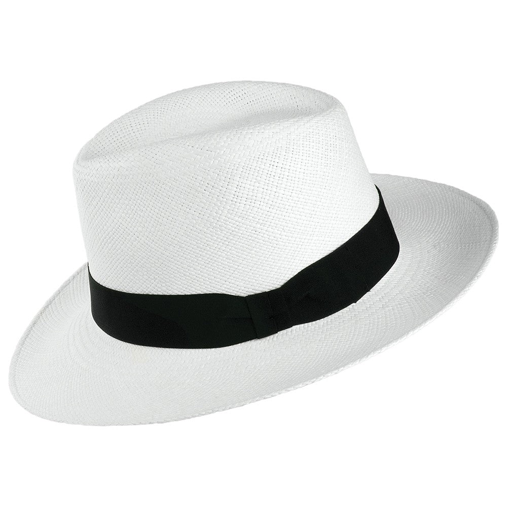 Failsworth Snap Brim Panama Fedora Hut - Perlweiß