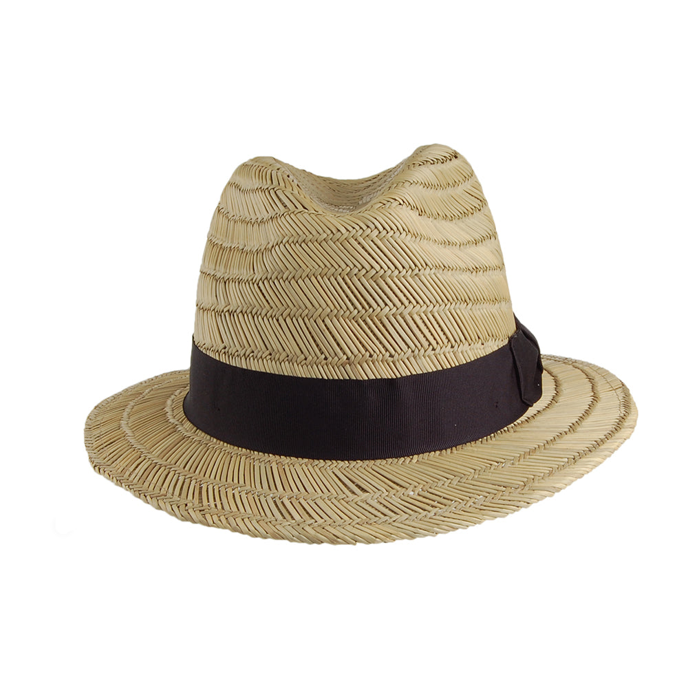 Brixton Rollins Fedora Hut aus Stroh - Natur-Schwarz