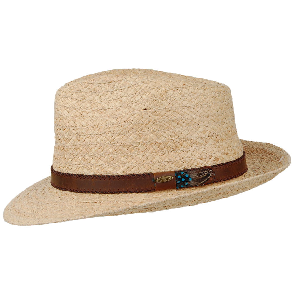 Scala Currituck Geflochtener Fedora Hut aus Raffia-Stroh - Natur