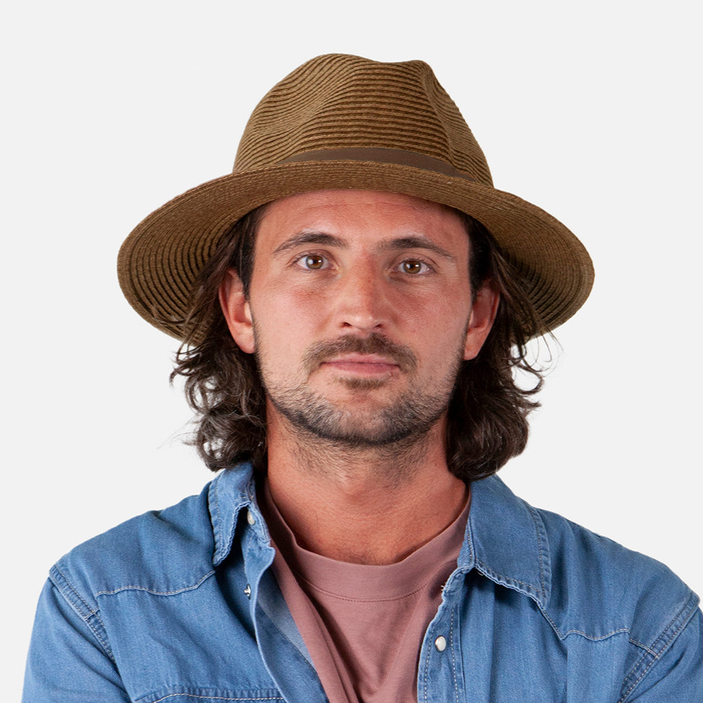 Barts Aveloz Fedora Hut aus Stroh - Dunkelbraun