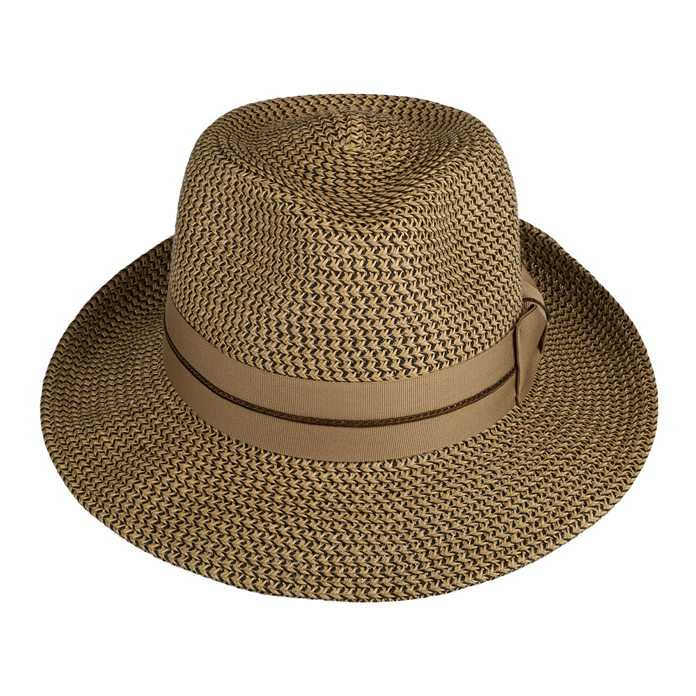 Scala Marton C-Crown Fedora Hut aus geflochtenem Papier - Braun