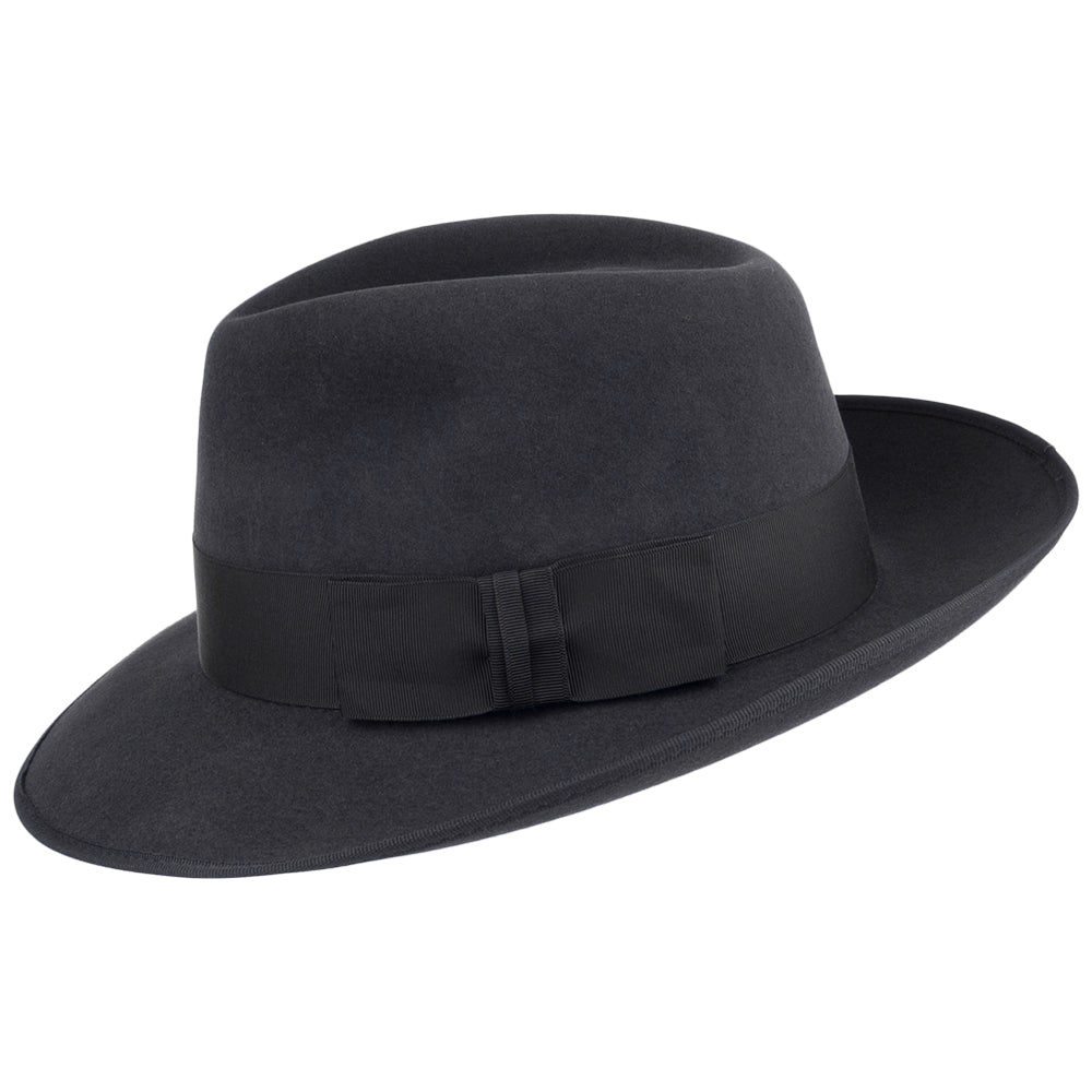 Christys Unisex Gangster Fedora Hut aus Haarfilz - Anthrazit