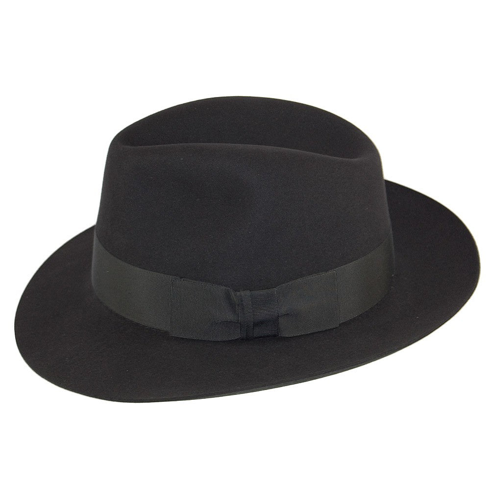Christys Knightsbridge Fedora Hut aus Haarfilz - Schwarz