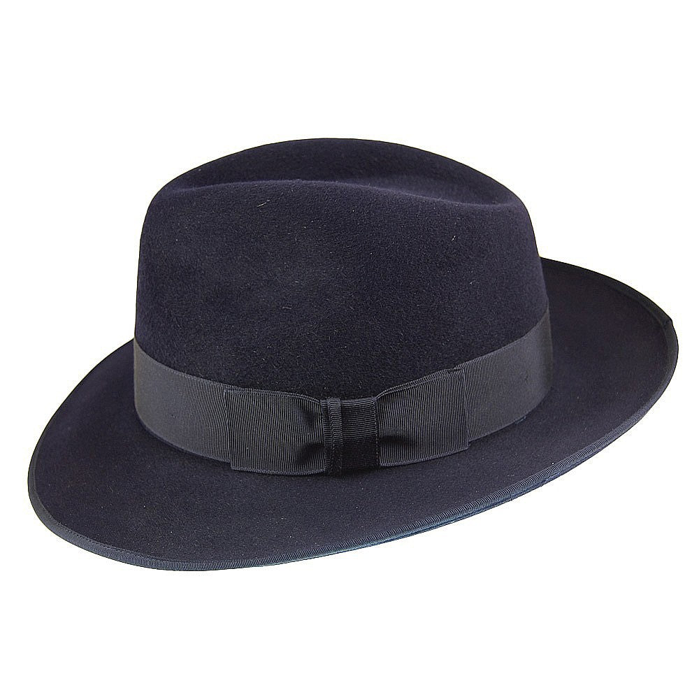 Christys Unisex Gangster Fedora Hut aus Haarfilz - Marineblau