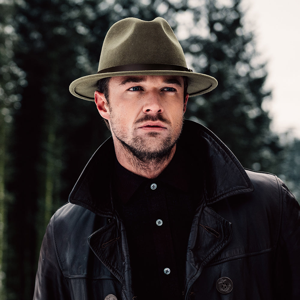 Failsworth Adventurer Wasserabweisender Fedora Hut - Olivgrün