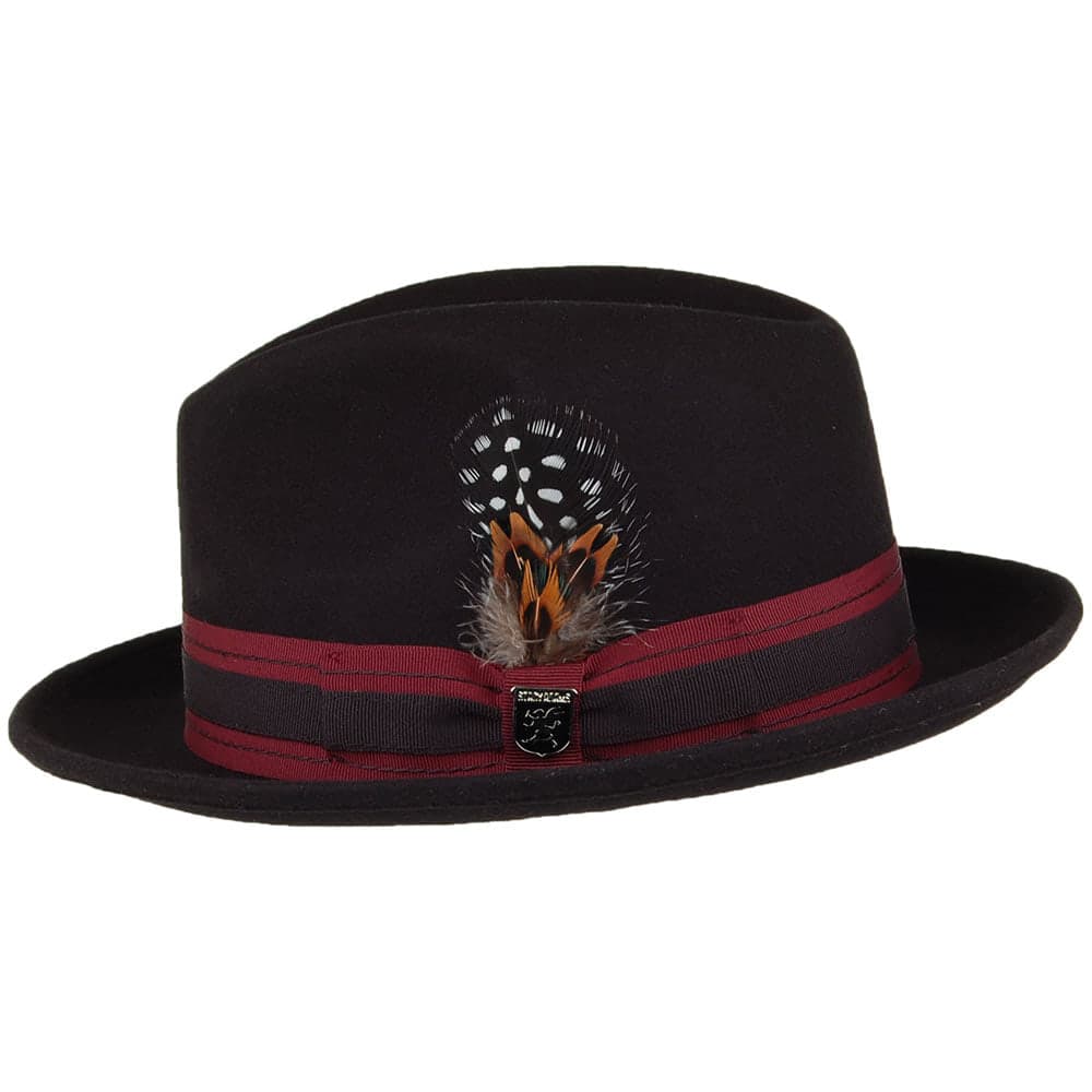 Stacy Adams Irving Trilby Hut Pinch Crown aus Wollfilz - Schwarz