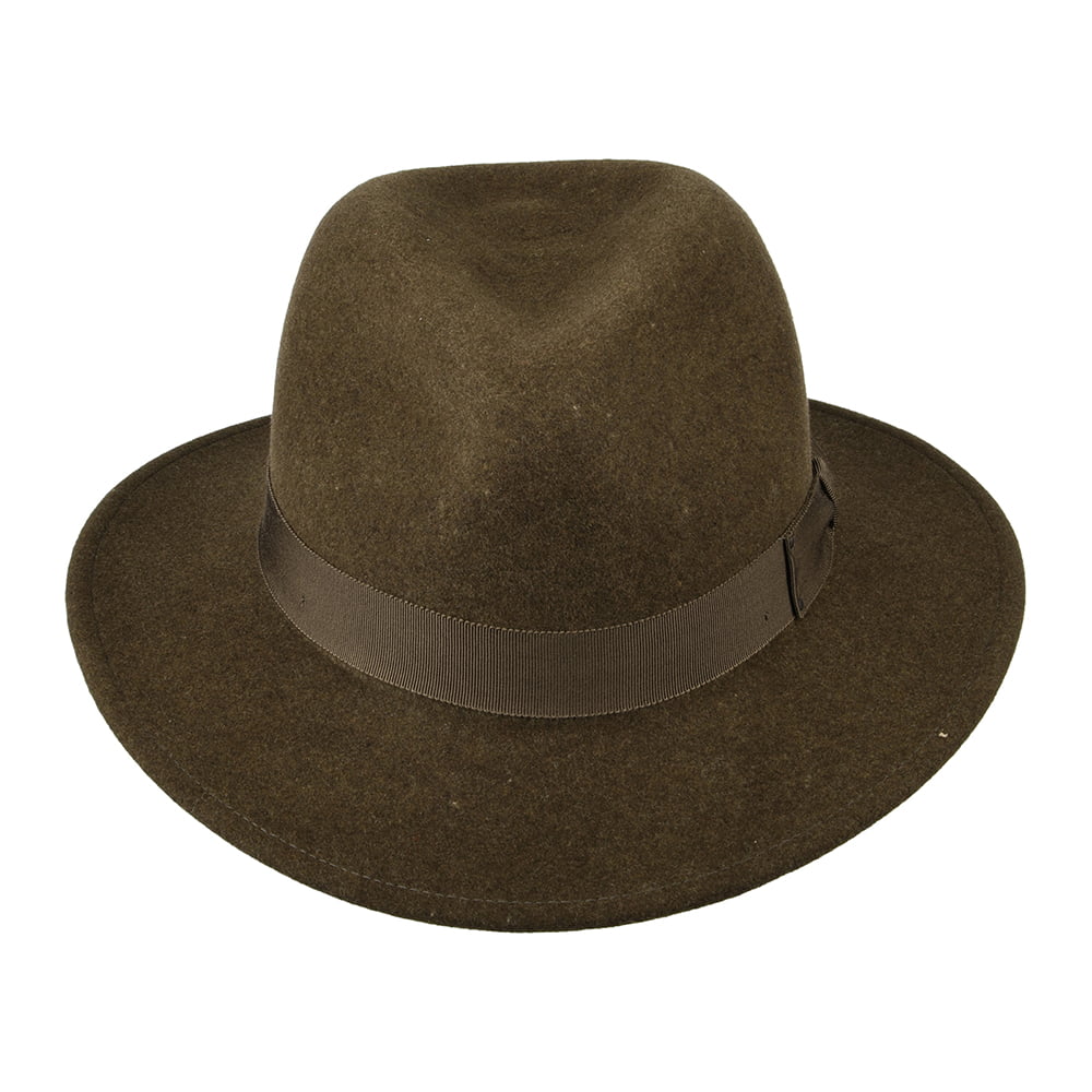 Bailey Curtis Knautschbarer Wasserabweisende Fedora Hut aus Wollfilz - Olivgrün