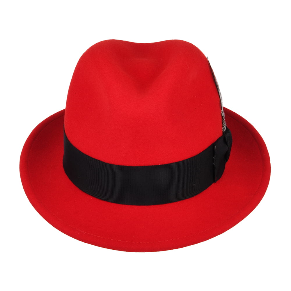 Bailey Tino II Knautschbarer Wasserabweisende Trilby Hut aus Wollfilz - Rot