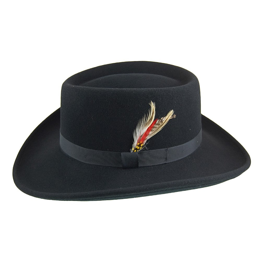 New York Hat Co. Midnight Gambler Wollfilzhut - Schwarz