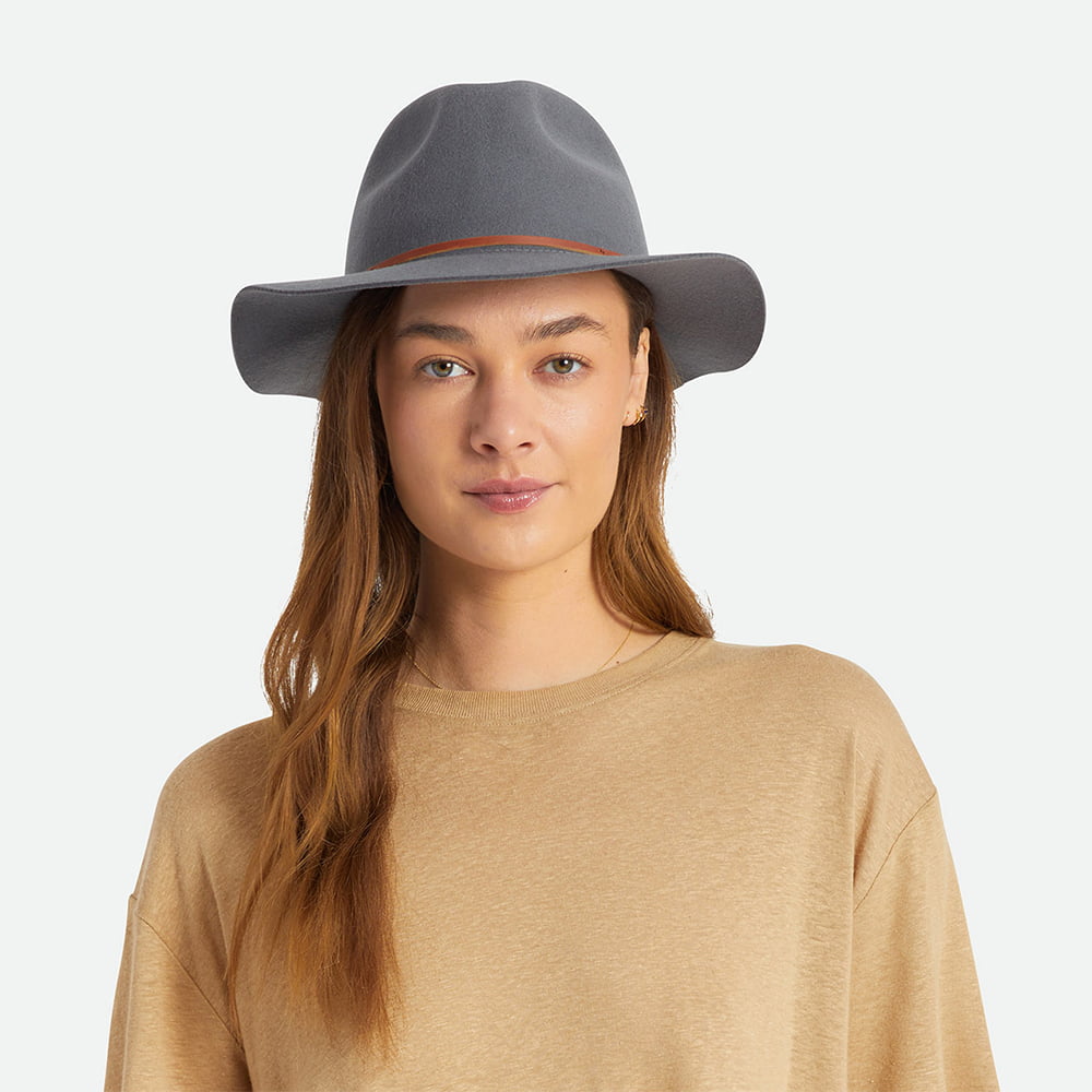 Brixton Wesley Fedora Hut aus Wollfilz - Grau