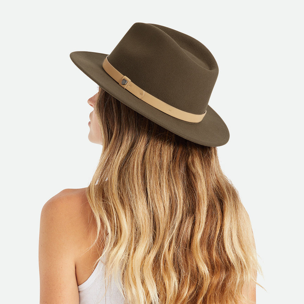 Brixton Messer Fedora Hut aus Wollfilz - Braun-Natur