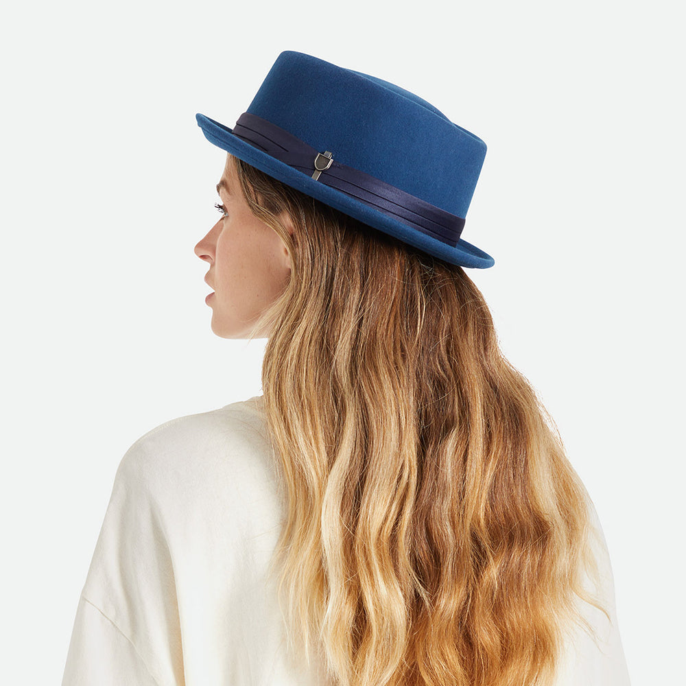 Brixton Stout Pork Pie Hut aus Wollfilz - Ozeanblau