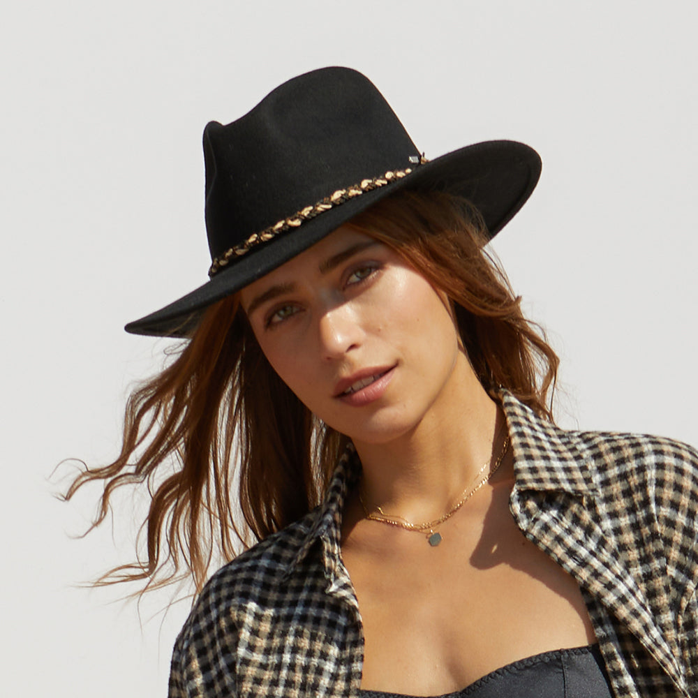 Brixton Messer Western Fedora Hut aus Wollfilz - Schwarz