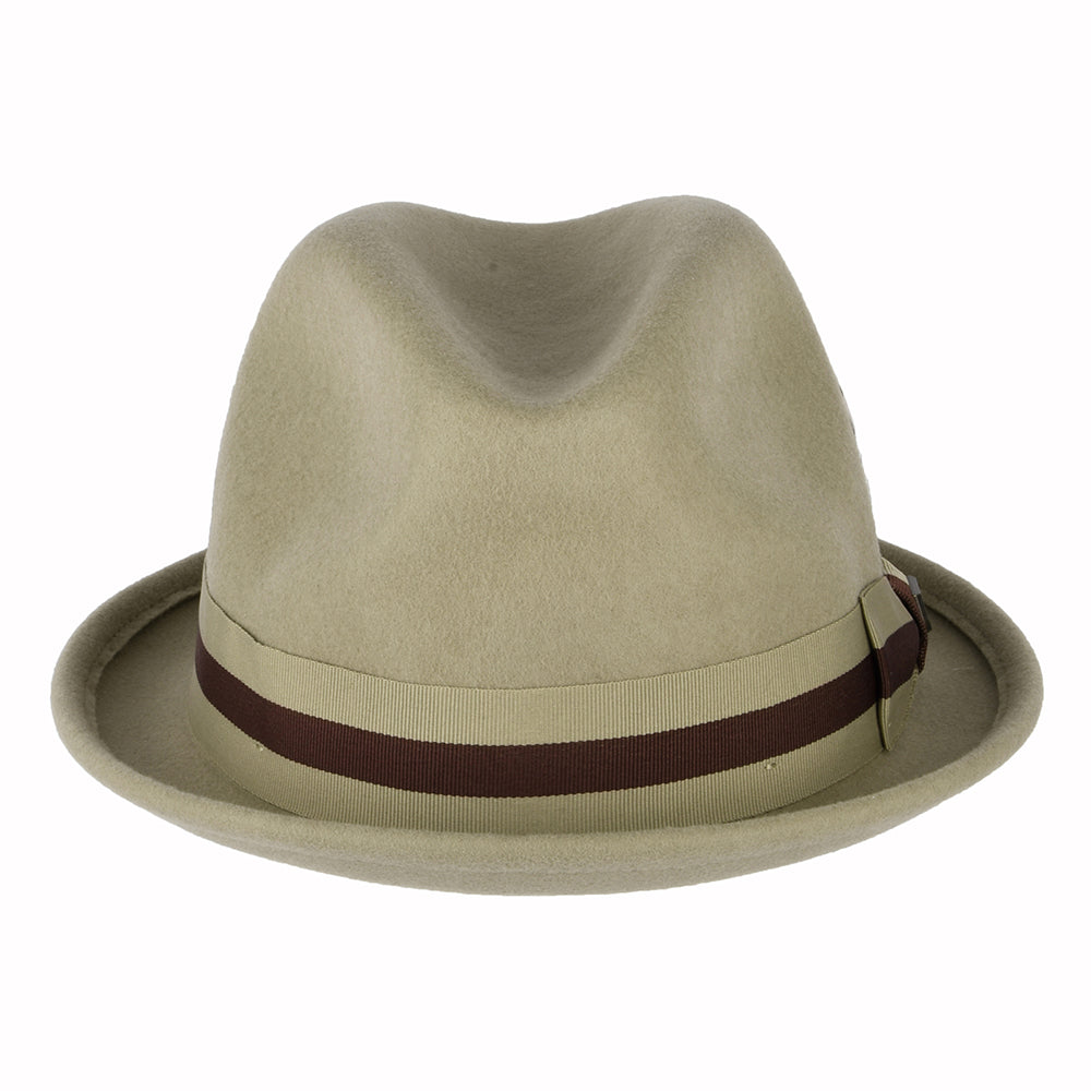 Brixton Gain Trilby Hut aus Wollfilz mit gestreiftem Band - Sand-Braun