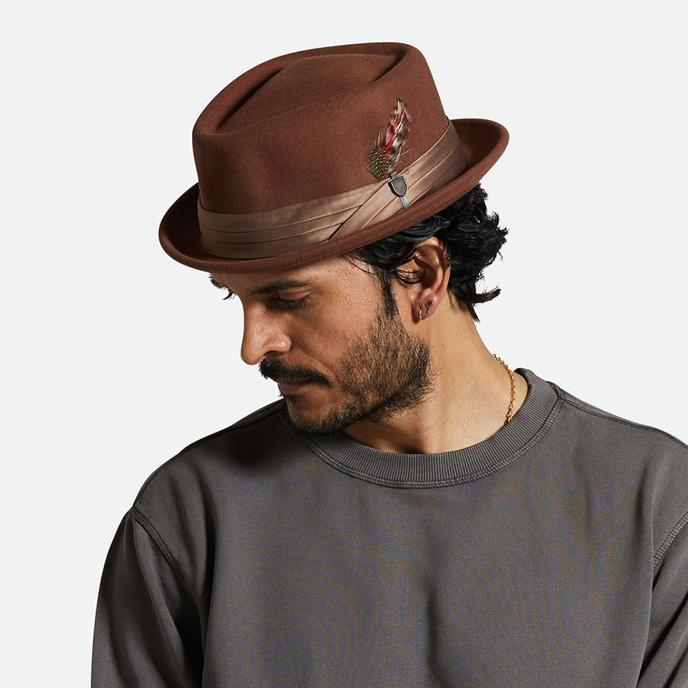 Brixton Stout Pork Pie Hut aus Wollfilz - Braun-Bronze