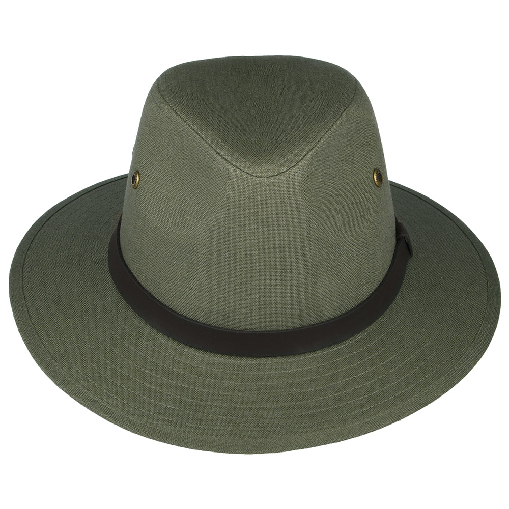 Failsworth Safari Fedora Hut aus Irischem Leinen - Khaki