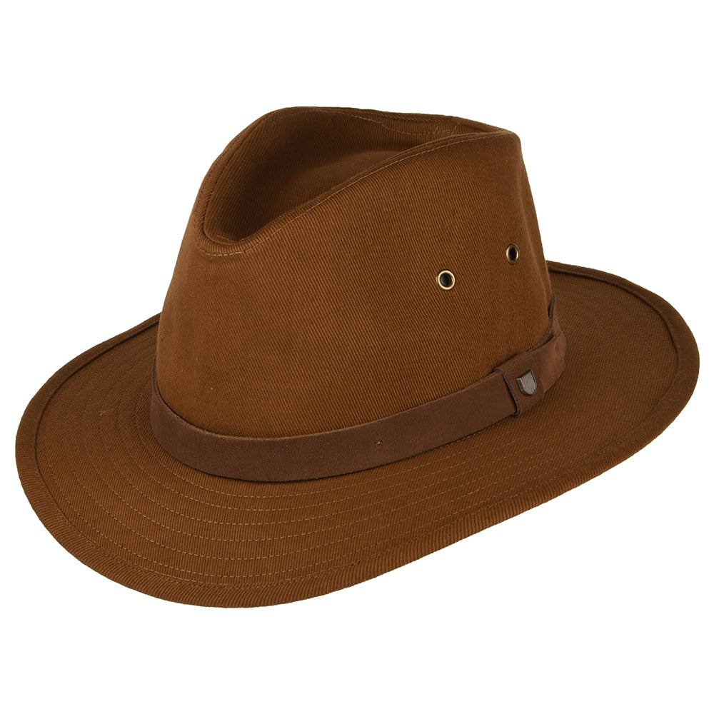 Brixton Messer X Adventure Wasserabweisender Fedora Hut aus Baumwolle - Hellbraun