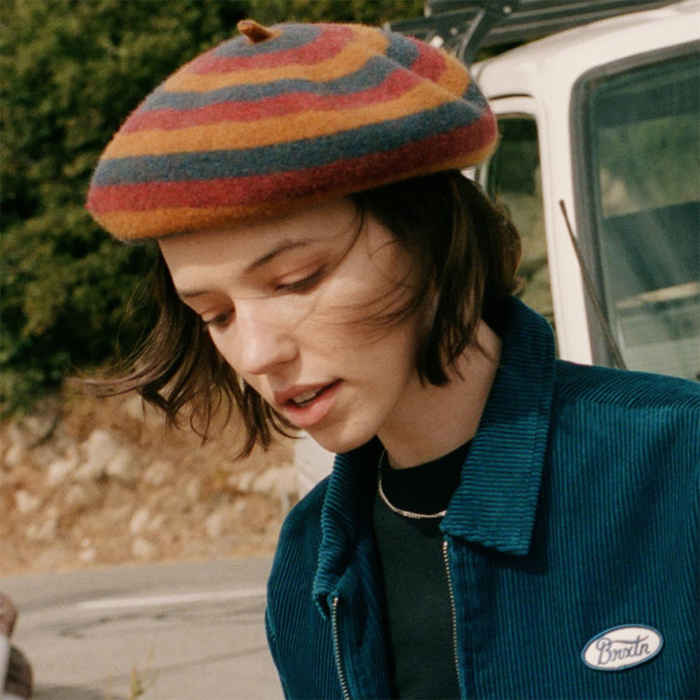 Brixton Audrey Baskenmütze gestreift aus Wolle - Mehrfarbig