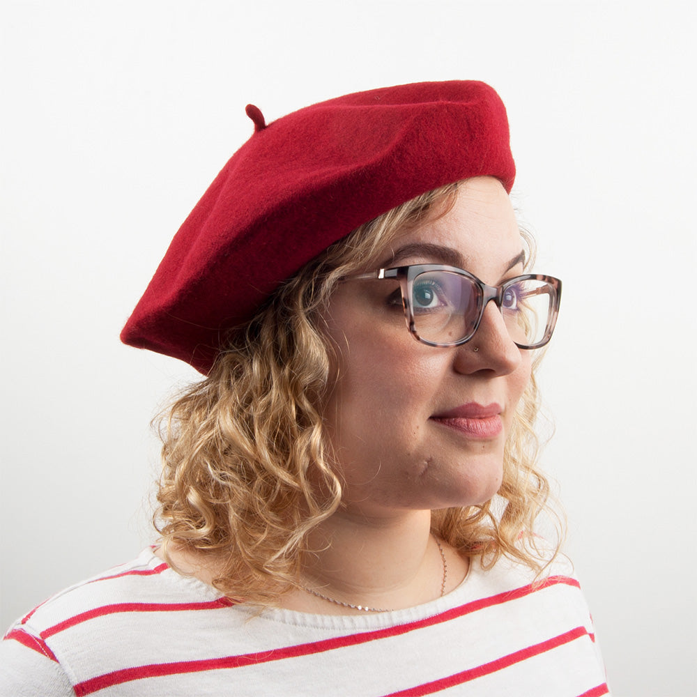 Village Hats Modische Baskenmütze aus Wolle - Kastanienbraun