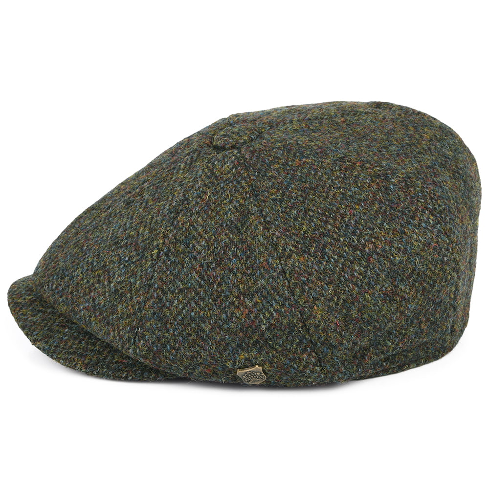 Failsworth Carloway HARRIS TWEED Ballonmütze mit Fischgrätmuster - Waldgrün