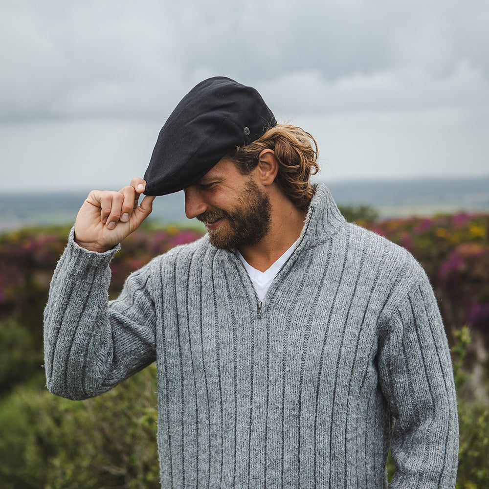 Jaxon & James Harlem Schiebermütze aus reiner Wolle - Schwarz