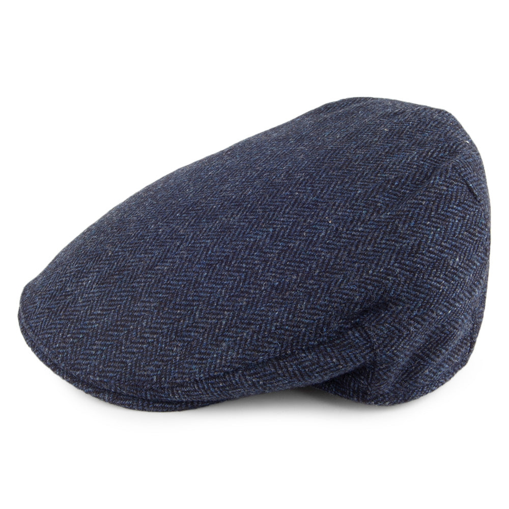 Christys Balmoral Country Tweed Schiebermütze mit Fischgrätmuster - Marineblau