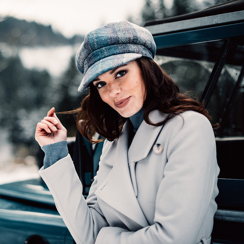 Failsworth Gabby HARRIS TWEED Bakerboy Ballonmütze - Blau-Mix