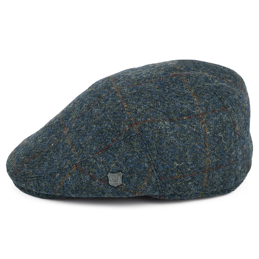 Failsworth Stornoway HARRIS TWEED Schiebermütze mit Fensterscheibenmuster - Blau-Multi