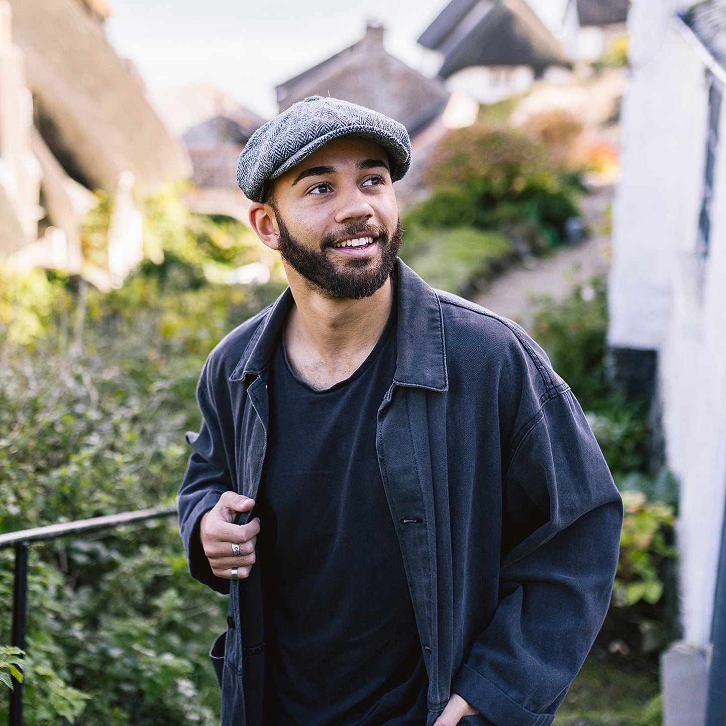 Jaxon & James Castlebay HARRIS TWEED Ballonmütze - Schwarz-Grau