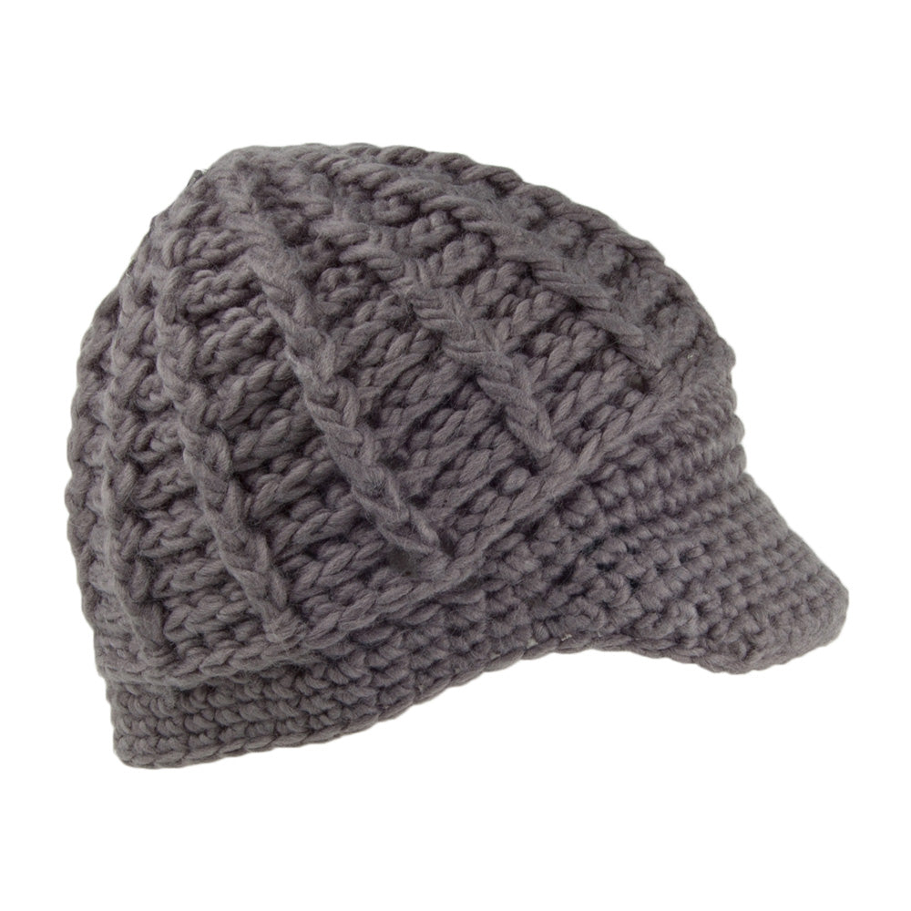 Scala Gestrickte Schirm Beanie Mütze - Grau