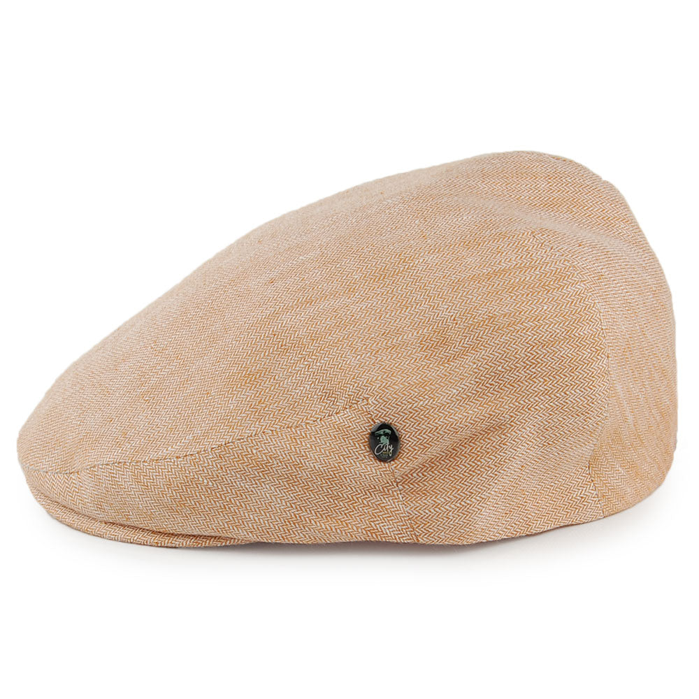 City Sport Schiebermütze mit Micro-Fischgrätmuster aus Leinen - Verbranntes Orange