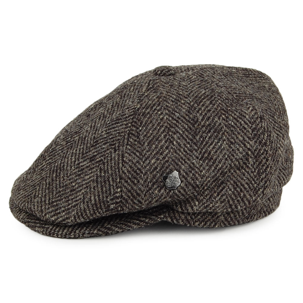 Failsworth Hudson HARRIS TWEED Ballonmütze mit Fischgrätmuster - Grau-Schwarz