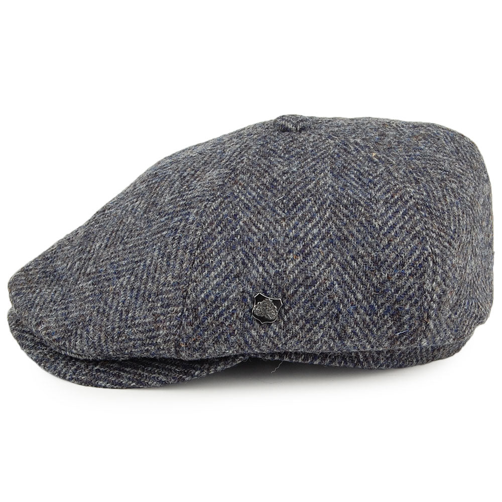 Failsworth Hudson HARRIS TWEED Ballonmütze mit Fischgrätmuster - Blau-Grau