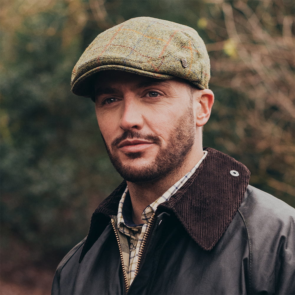 Failsworth Gamekeeper Wasserabweisender Schiebermütze mit Fensterscheibenmuster - Olivgrün-Multi