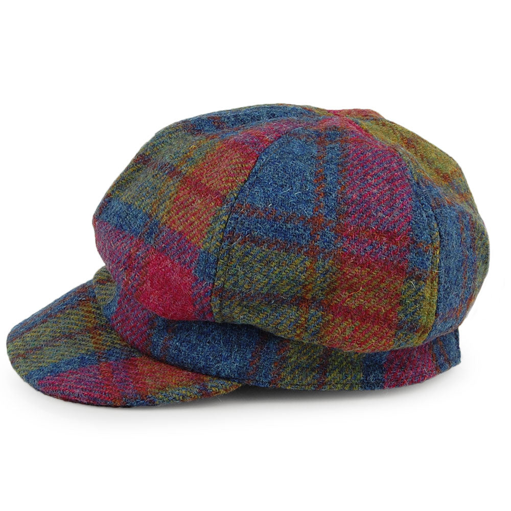 Failsworth Gabby HARRIS TWEED Bakerboy Ballonmütze - Pink-Blau