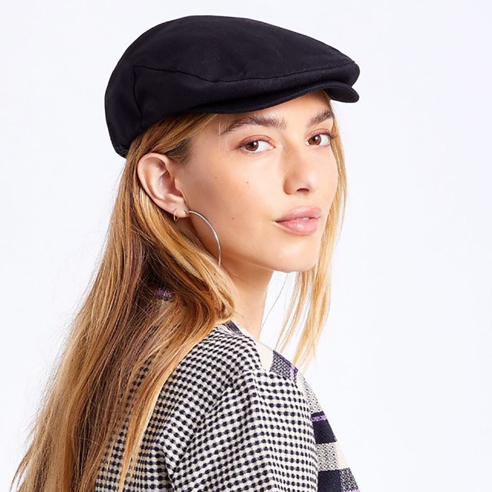 Brixton Hooligan Schiebermütze mit Fischgrätmuster - Schwarz